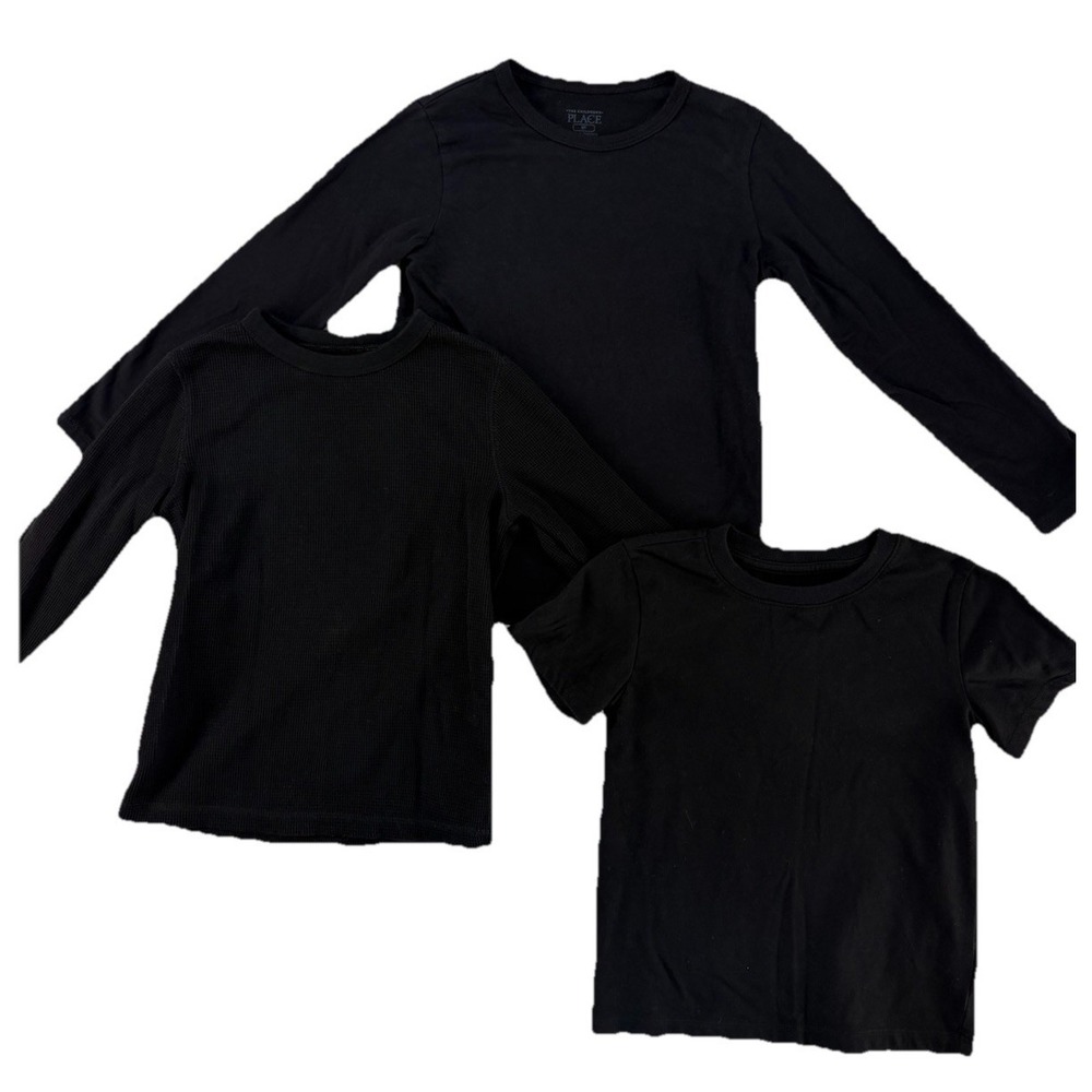 3 Pack Black Shirts Short & Long Sleeve Boys 5T Old Navy Waffle The Place Cotton